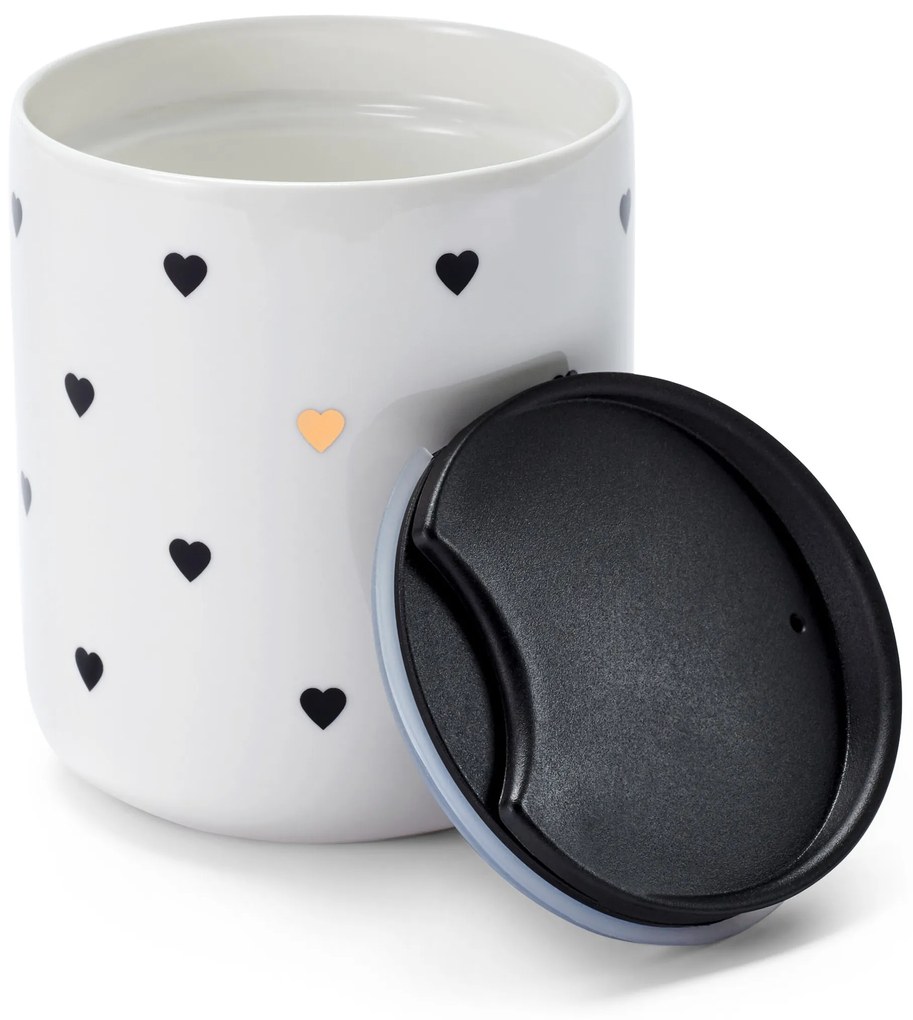 Porcelánový hrnček s vekom, srdiečka