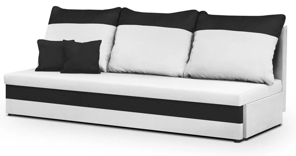 Pohovka pre 3 osoby s funkciou spania GUSTO Biela/čierna