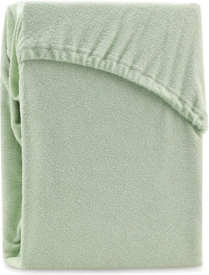 Zelená elastická elastická plachta na dvojlôžko AmeliaHome Ruby Olive Siesta, 220-240 x 220 cm