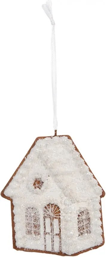 Závesná dekorácia zasnežená perníková chalúpka Frosted Ginger - 9*1*10 cm