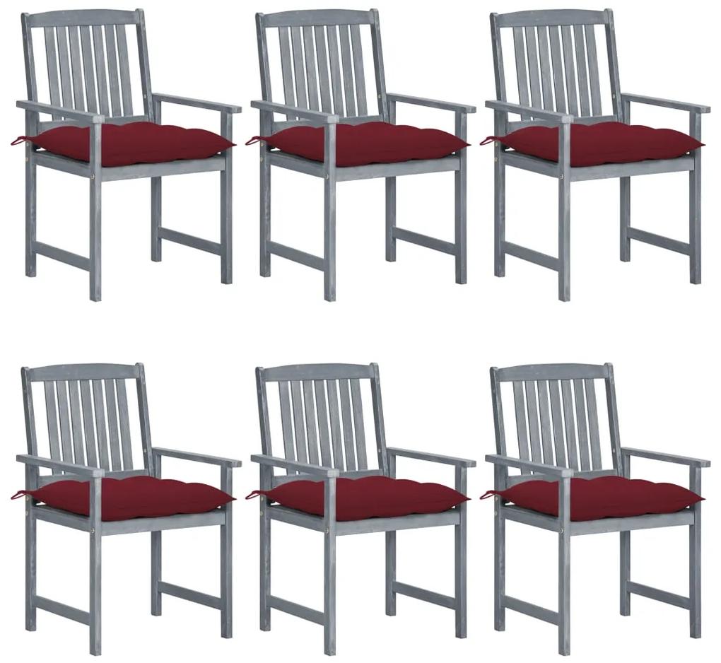 Záhradné stoličky s podložkami 6 ks akáciový masív sivé 3078246