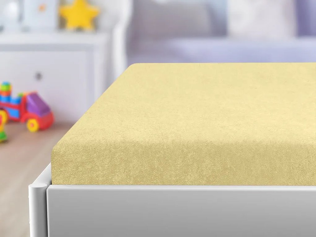 Froté plachta do detskej postieľky žltá 70x140 cm