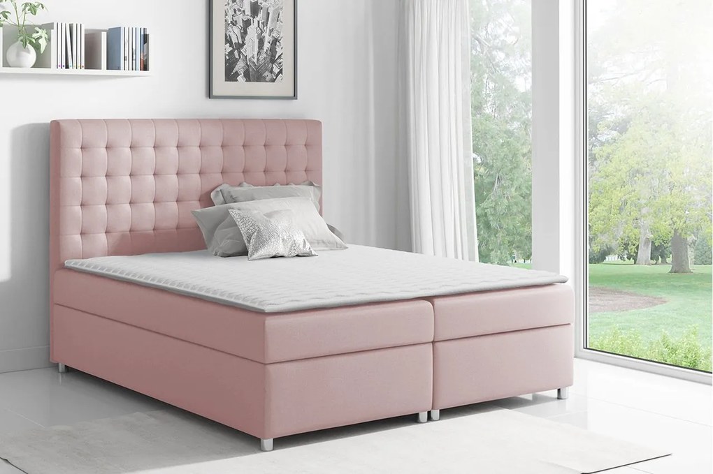 Posteľ kontinentálna Alfi, Rozmer postele: 140x200, Dostupné poťahy: ekokoža Soft 017 (biela)