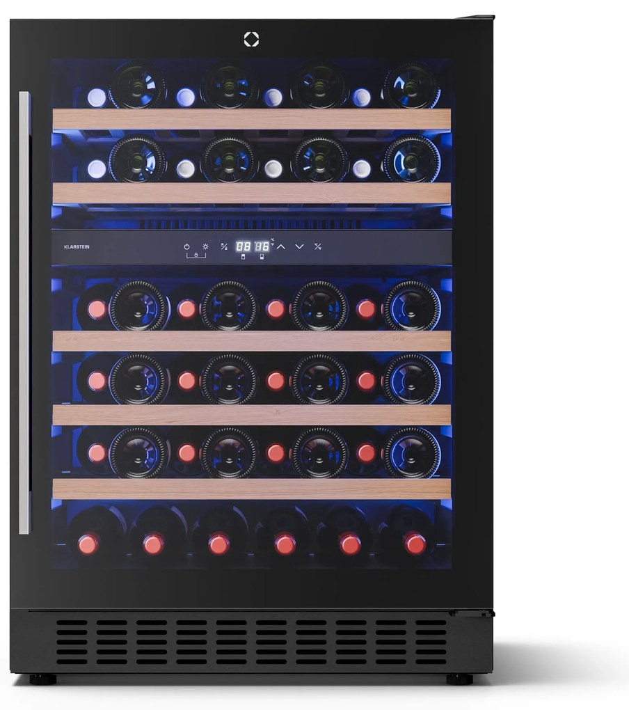 Klarstein Illuminosa podpultová chladnička na víno | Dvojzónová | 129 litrov | 46 fliaš | 60 cm