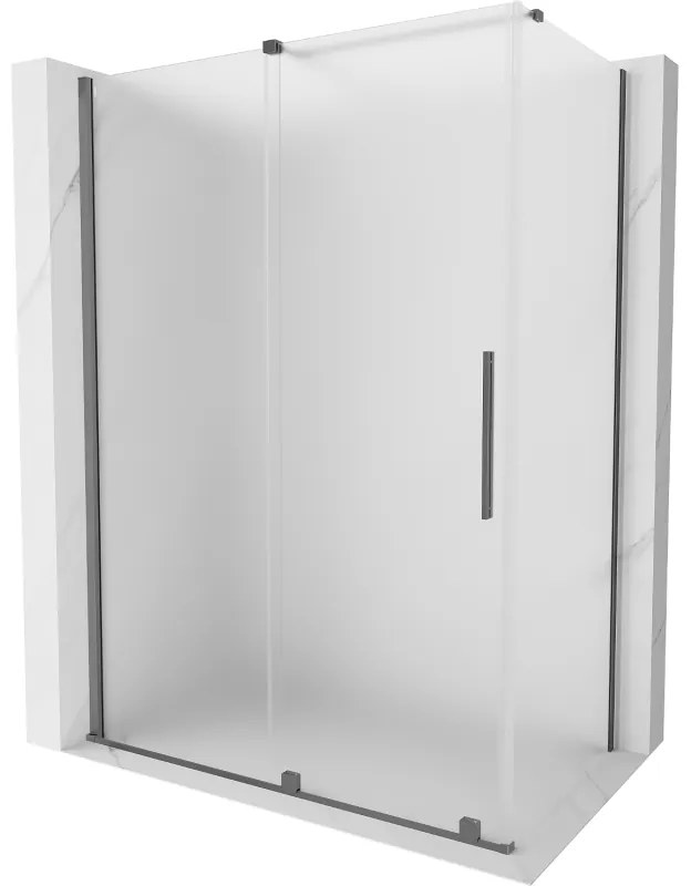 Mexen Velar, sprchový kút s posuvnými dverami 150 x 90 cm, 8mm sklo námraza, brúsený grafit, 871-150-090-31-95