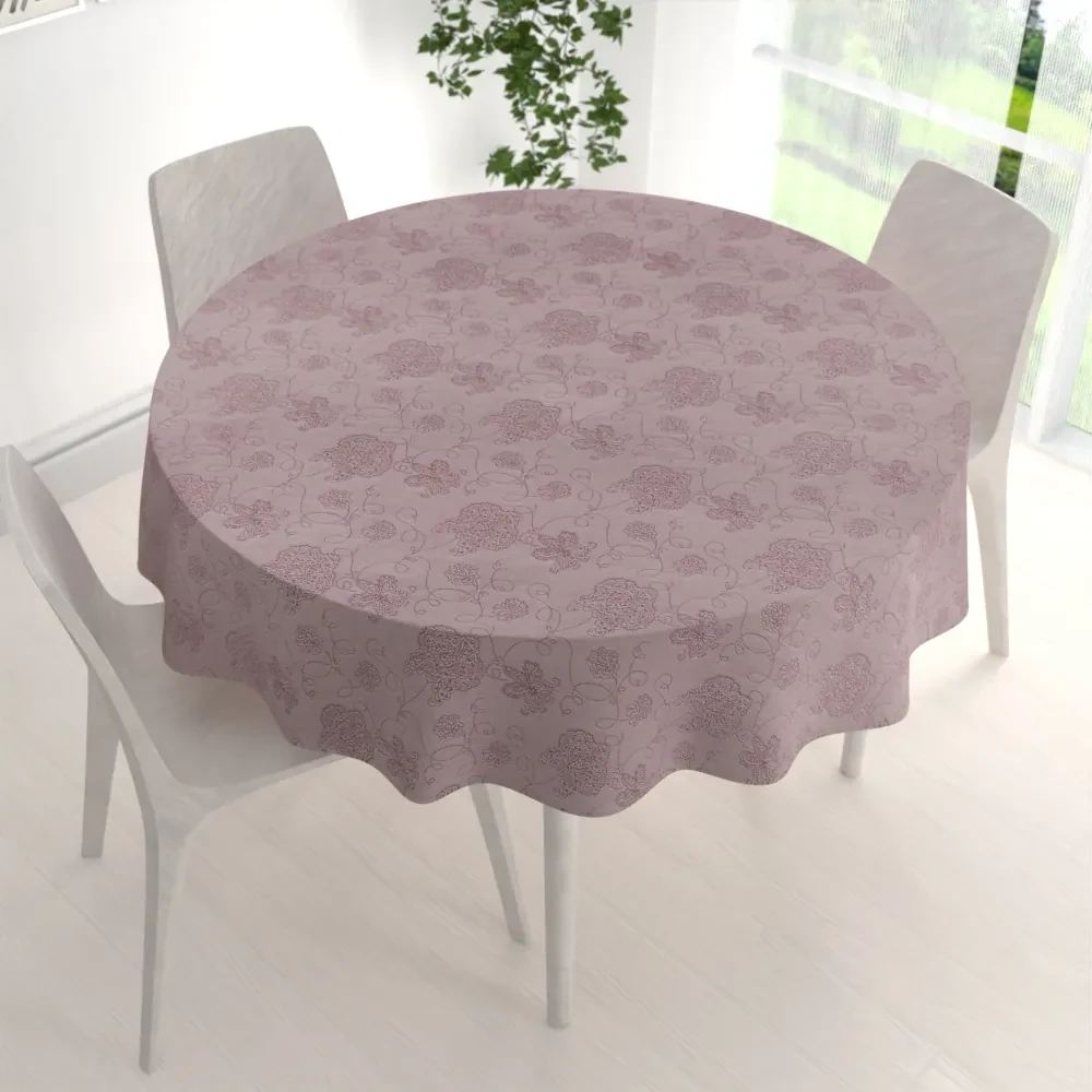 Biante Teflónový okrúhly obrus TF-077 Kvetované ornamenty na staroružovom Ø 60 cm