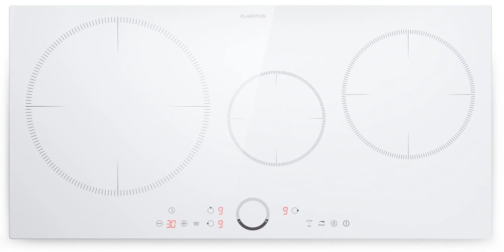 Klarstein Delicatessa 80, vstavaná indukčná varná doska, 3 zóny, 6000 W, Paella zóna, sklokeramika