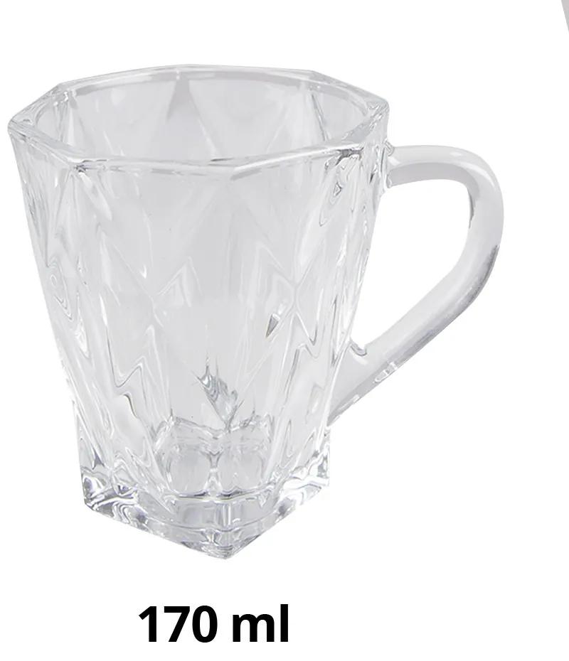 Transparentný sklenený hrnček na nápoj - 10*9*8 cm / 170 ml