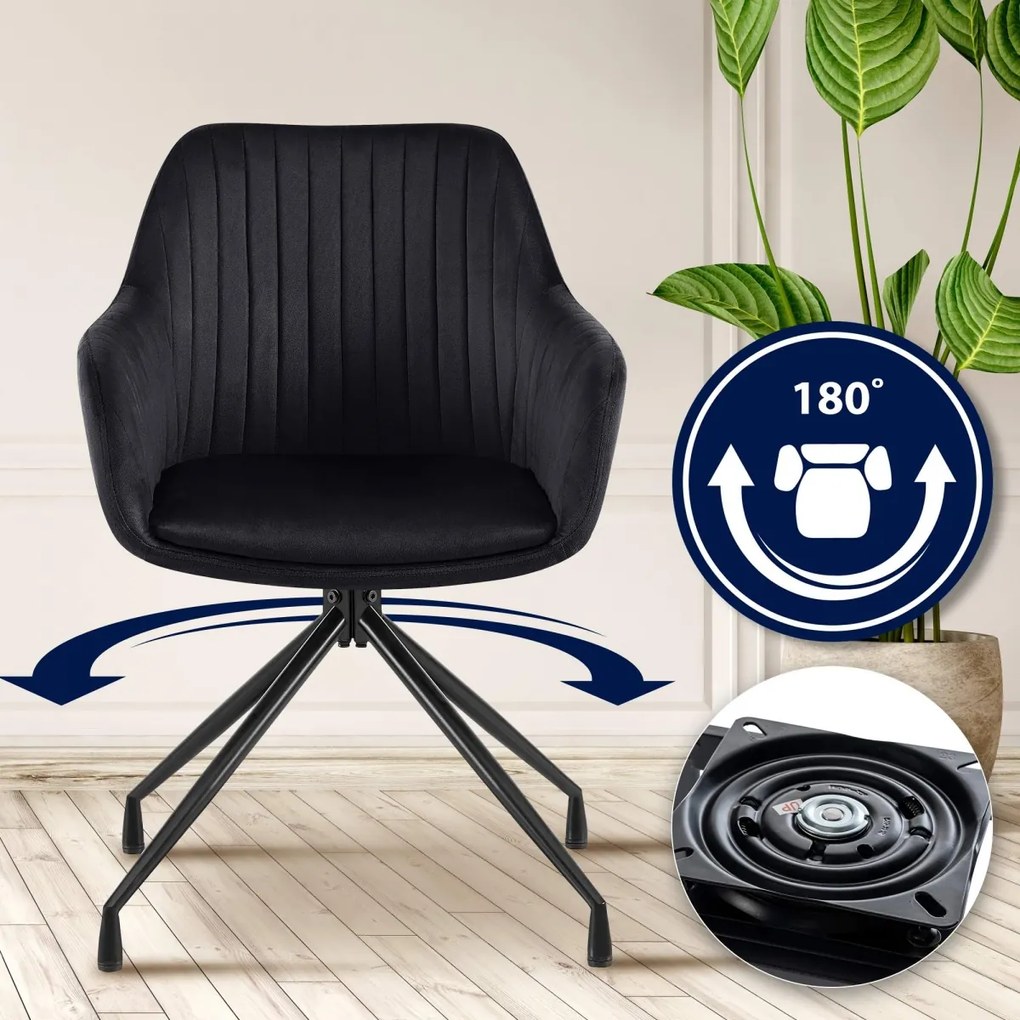 Jedálenská stolička Welby zamat - čierna