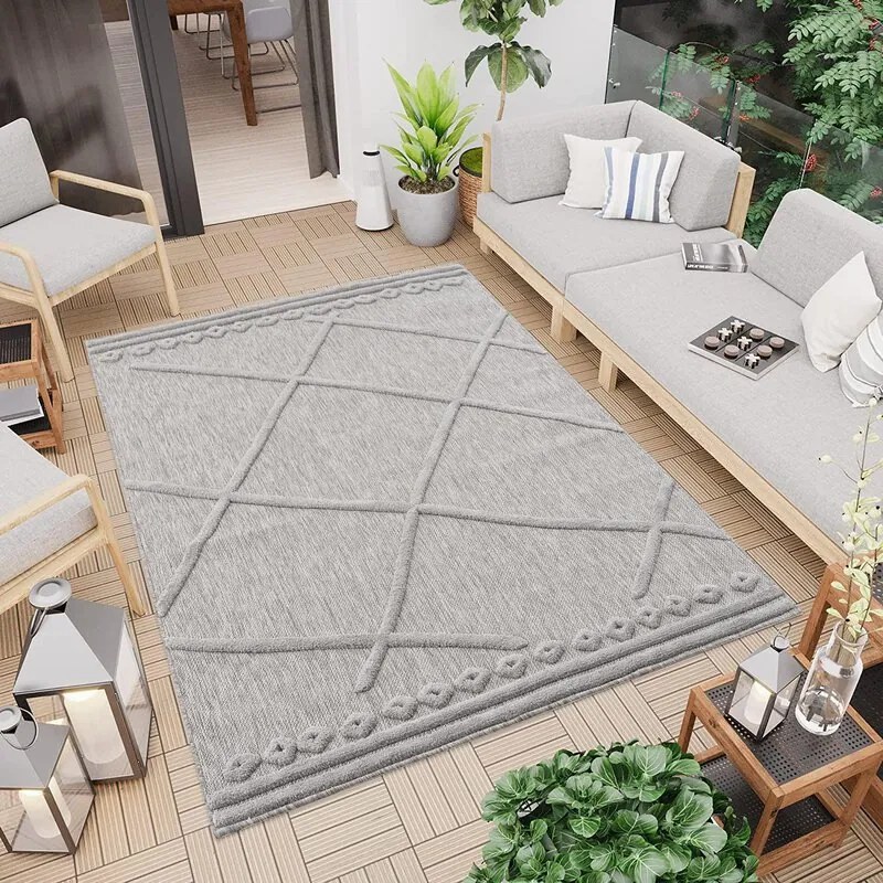 Dekorstudio Koberec na terasu SANTORINI - Square 58578 sivý Rozmer koberca: 80x150cm