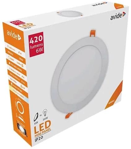 AVIDE Zápustný LED panel, 6W, denná biela, 12cm, okrúhly, biely