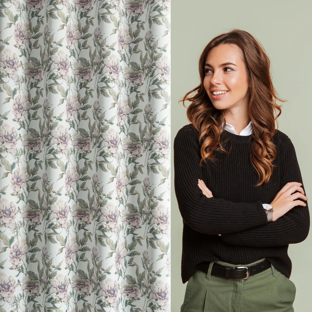 ZÁVES NA KRÚŽKOCH BEVERLY1 140X250 CM KVETY