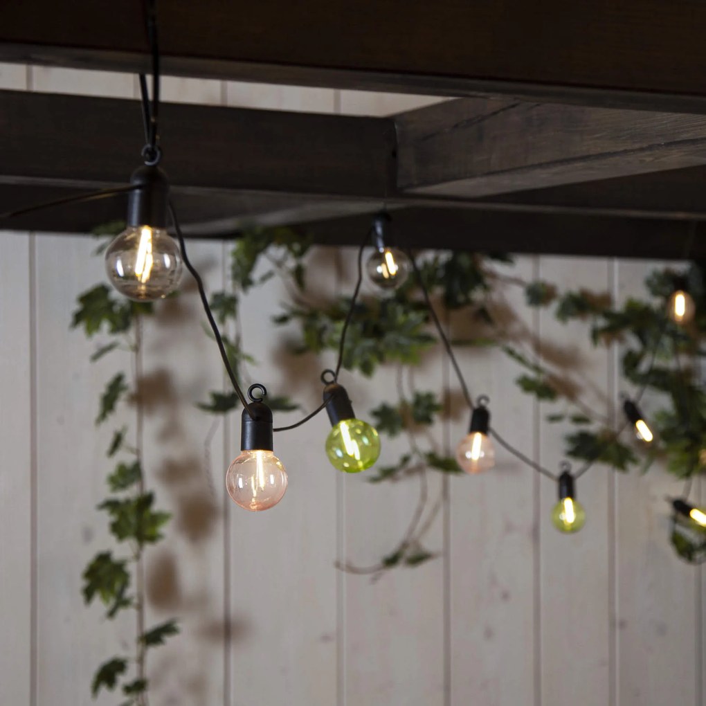 Vonkajšia svetelná LED reťaz s motívom žiaroviek dĺžka 4,05 m Star Trading Glow - čierny