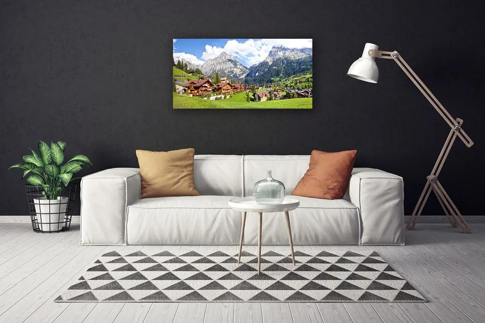 Obraz na plátne Domy hora krajina 125x50 cm