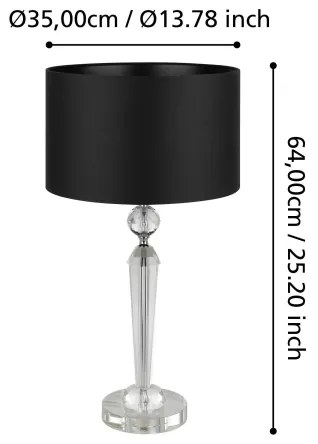 Eglo 390158 - Stolná lampa PASIANO 1xE27/40W/230V čierna