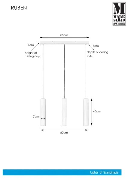 Markslöjd 107883 - Luster na lanku RUBEN 3xGU10/35W/230V