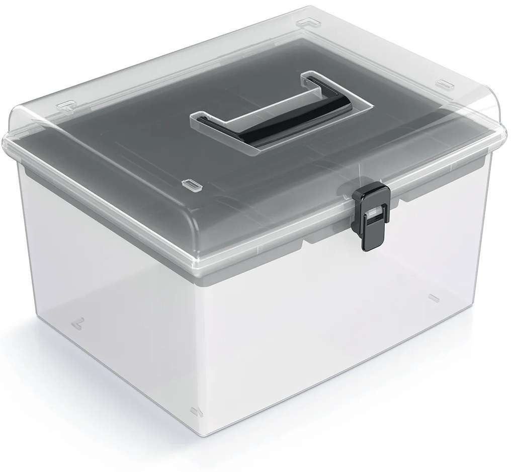 Plastový úložný box NUF4HT - priehľadná / čierna