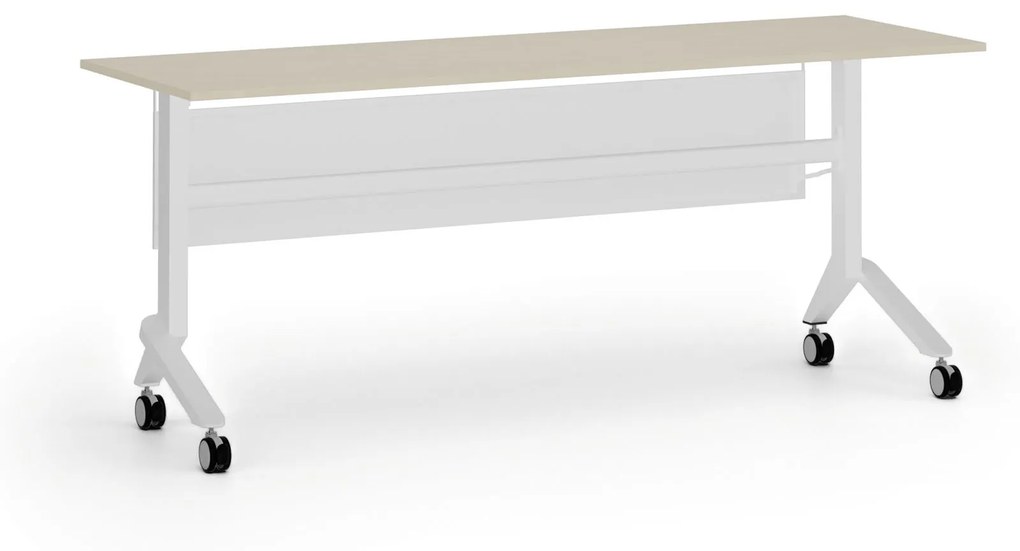Mobilný stôl PRIMO MOVE, 1800 x 600 mm, biela podnož, breza