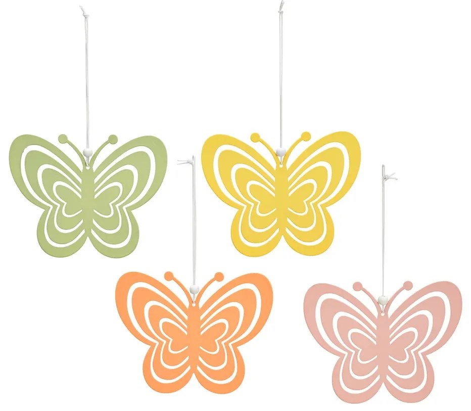 Závesný kovový motýľ PASTEL BUTTERFLY - viac farieb Farba: Žltá