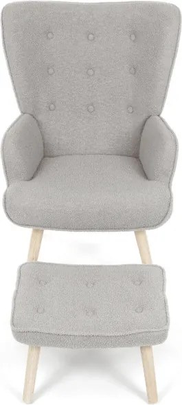 Kreslo sivé bouclé s podnožkou AK-319 GREY2