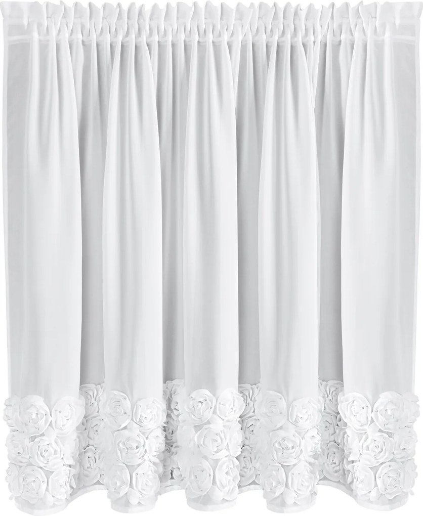 KRÁTKA ZÁCLONA NA PÁSKE EVA MINGE ROSES11 150X70 CM BIELA