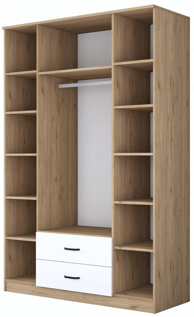 Šatníková skriňa BA 131 140 cm so zrkadlom orech/biela