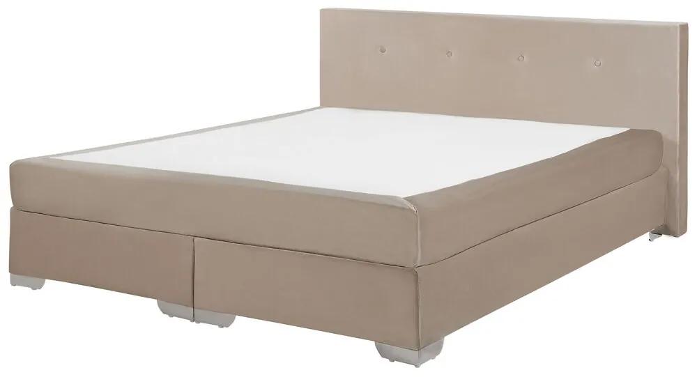 Zamatová kontinentálna posteľ 180 x 200 cm béžová CONSUL Beliani