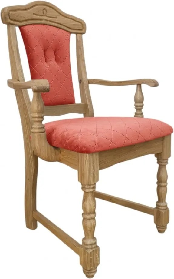 Klasická dubová - čalúnená stolička s podrúčkami FA, 65x53x99 cm Caro12