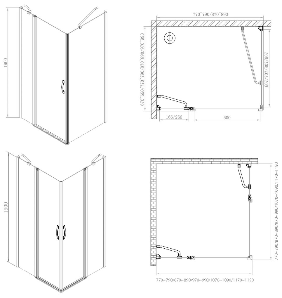 Gelco, One obdĺžniková sprchová zástena 900x1200mm L/P varianta,rohový vstup, GO4890GO4812