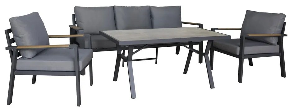 Tmavosivé kovové záhradné kreslo Sibiu Duo – Rojaplast