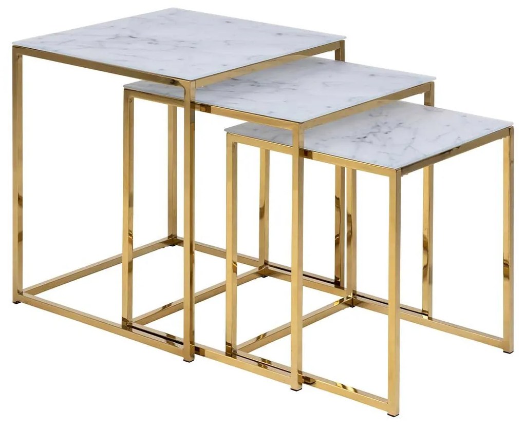 ACTONA Príručný stolík Alisma biela / set 3 ks 55 × 50 × 50 cm