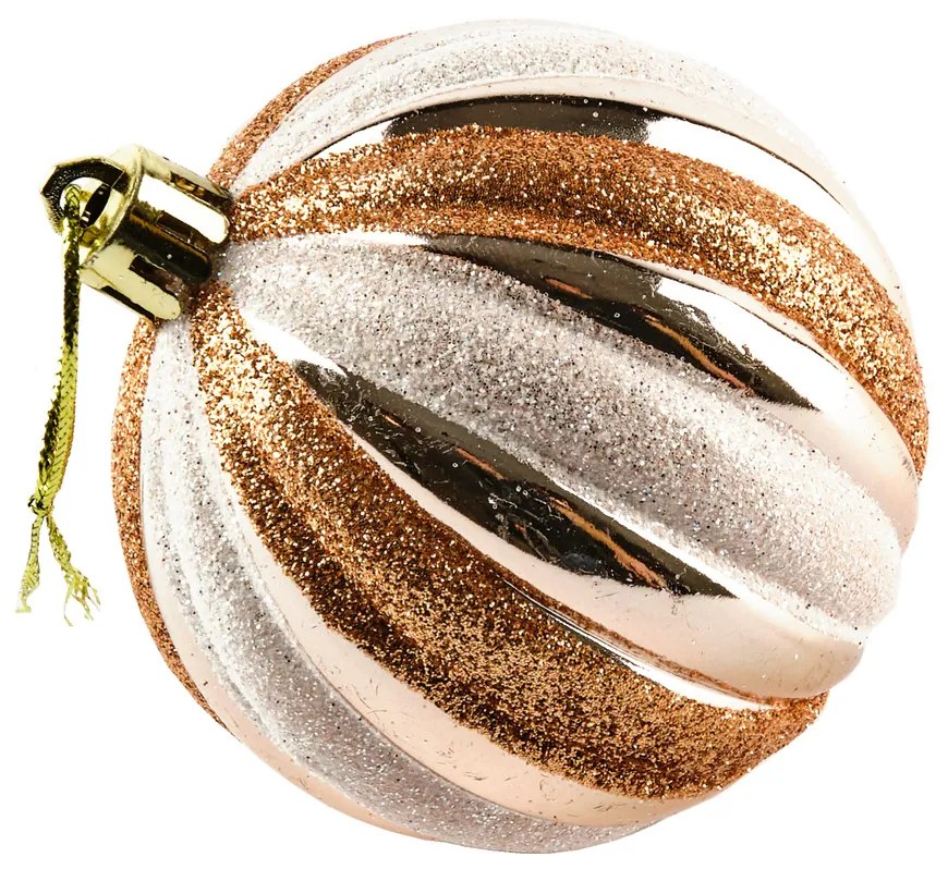 DECOLED Sada ozdob, prům. 7 cm, šampaň+bílá