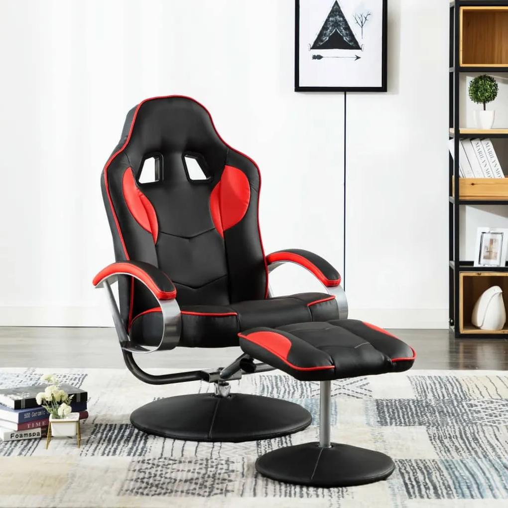 vidaXL Skladacia herná stolička s podnožkou červená umelá koža