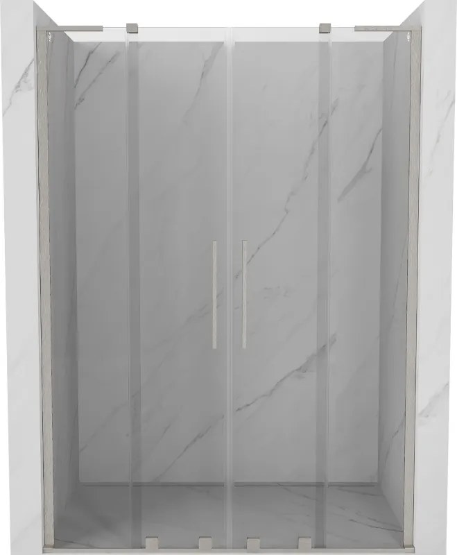 Mexen Velar L Duo, posuvné sprchové dvere do otvoru 160 cm, 8mm číre sklo, brúsená oceľ, 871-160-003-02-97