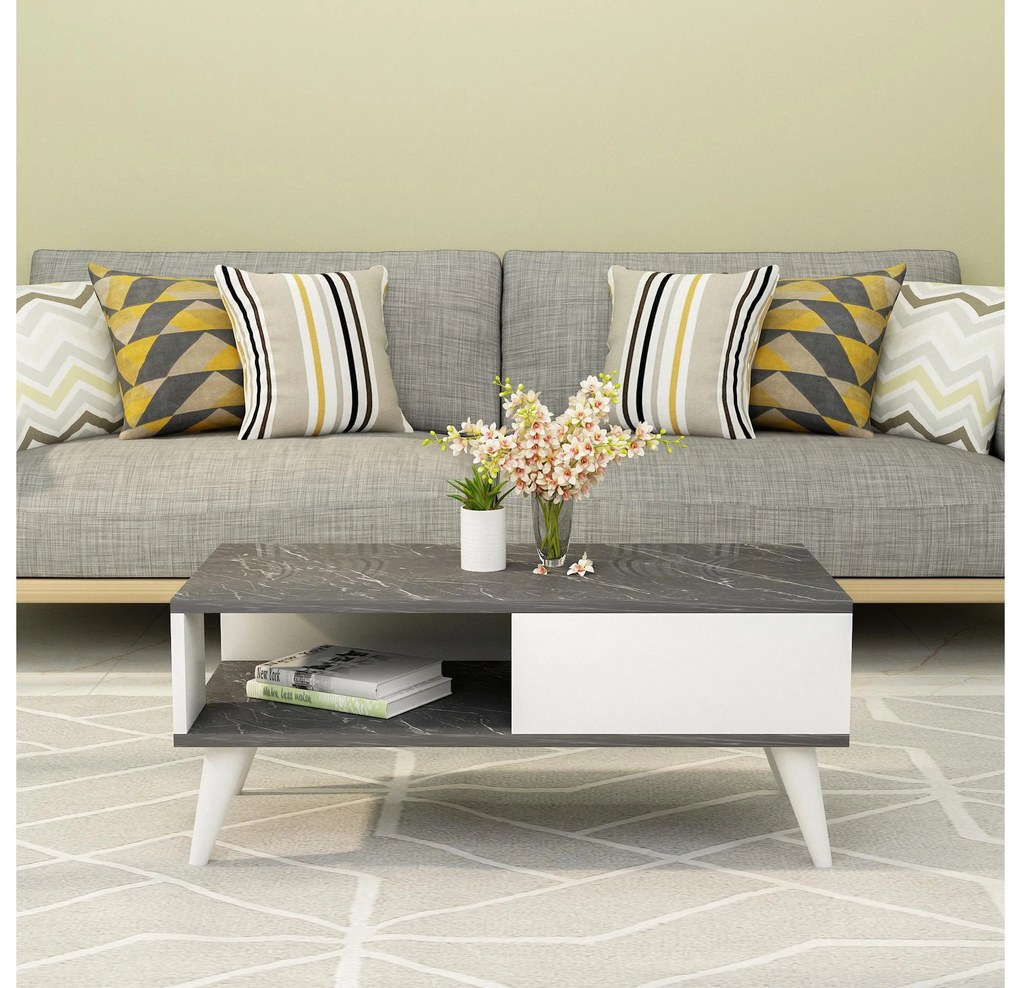 Konferenčný stolík Vavepu 2 (čierna + biela) . Akcia -19%. Vlastná spoľahlivá doprava až k Vám domov. 1093160