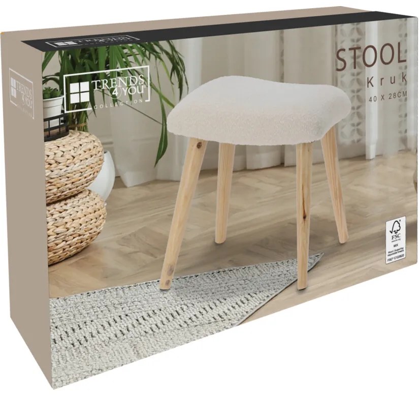 Stolička Bouclé, biela
