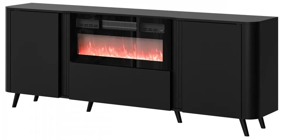 Komoda s krbom Newort 200 EF, Farby: čierna matná / orech