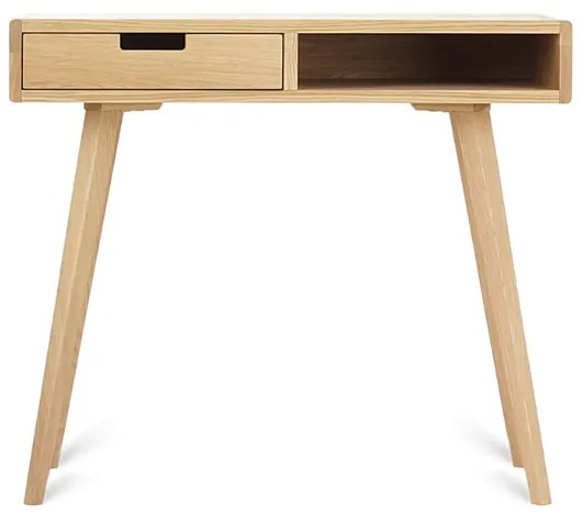 Zaoblený drevený písací stôl so šuplíkom LEA FLO 90 cm prírodný