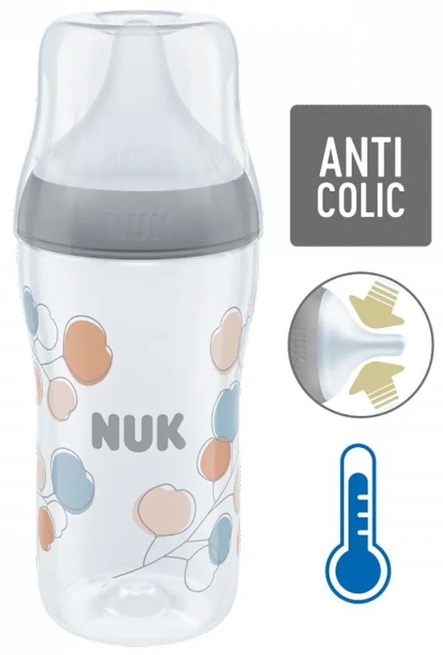 Dojčenská fľaša NUK Perfect Match Temperature Control 260 ml sivá