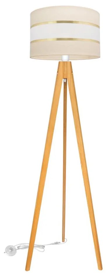 Stojacia lampa HELEN 1xE27/15W/230V krémová/zlatá/dub