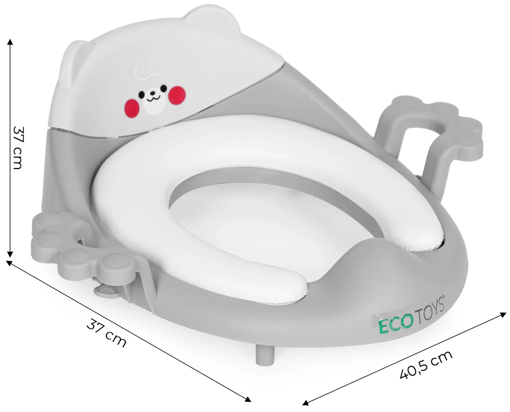 Detský WC sedák, macko, sivý, ECOTOYS