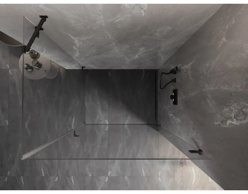 Mexen Lunar-B pravostranný výklopný sprchový kút 100 x 80 cm, číre sklo, čierna matná, 832-100-080-70-00-P
