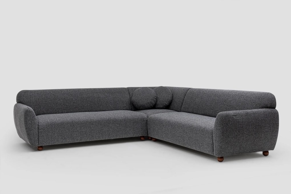 Rohová pohovka Eddy s robustným rámom z bukového dreva a drevotrieskovej dosky 280 x 93 cm, ľavá, tmavosivá