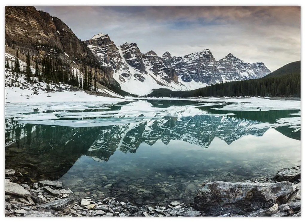 Obraz - jazero v zime (70x50 cm)
