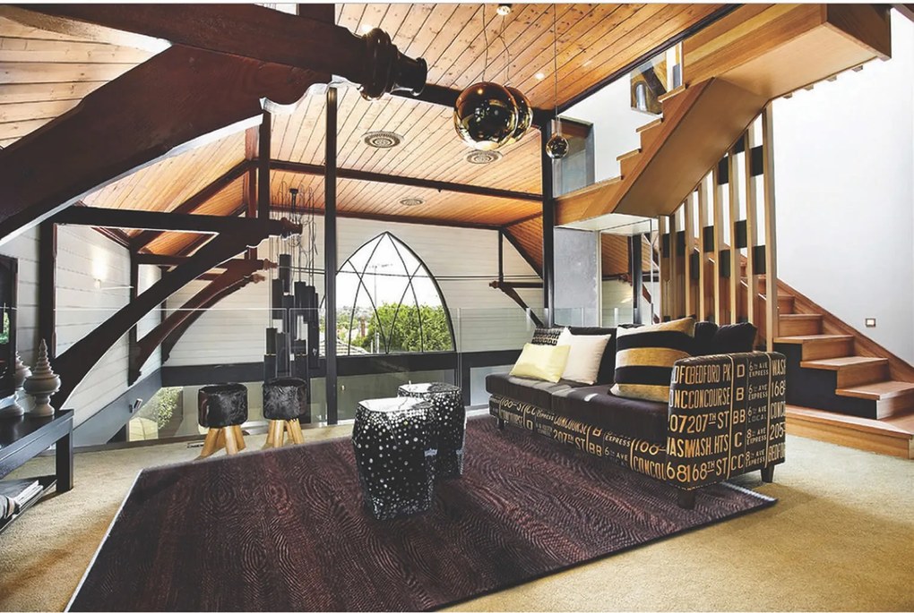 Ručne viazaný kusový koberec Diamond DC-MCN Black / rust, 140x200, červená, chodba / predsieň, Diamond Carpets India