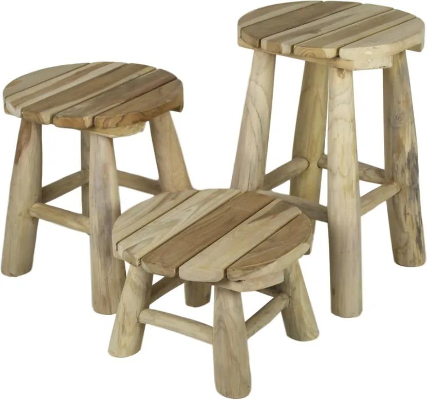 Sada 3 stoličiek z teakového dreva HSM Collection