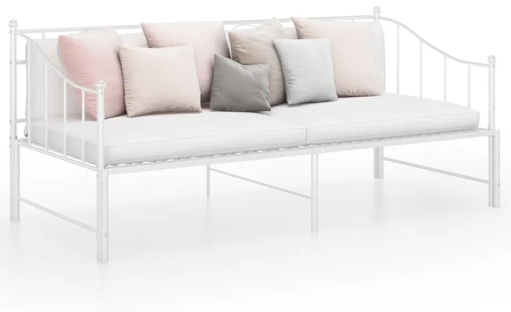 vidaXL Rám rozkladacej pohovky biely kovový 90x200 cm