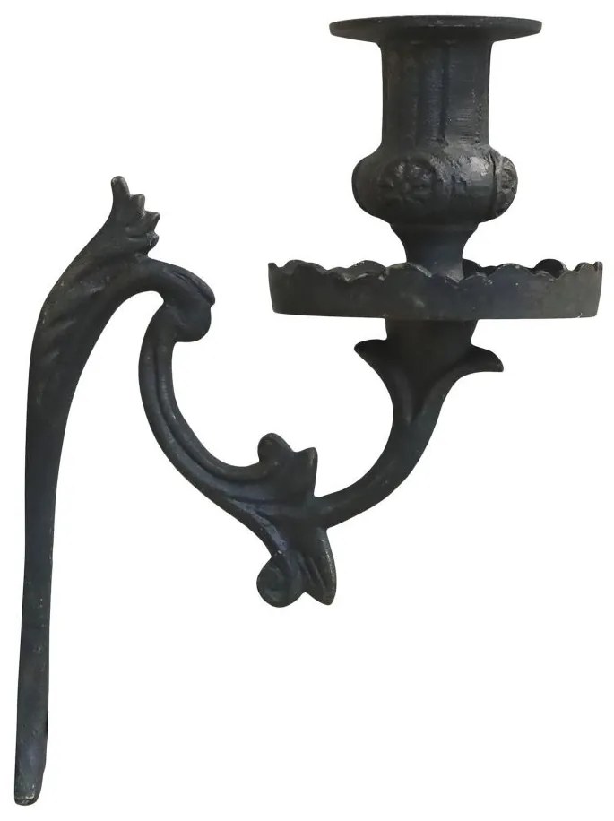 Mosadzné antik kovové nástenné zrkadlo so svietnikom Floa - 21*15*50 cm