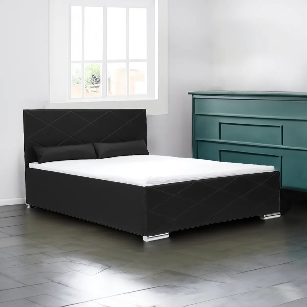 Čalúnená posteľ s úložným priestorom KRE 180 x 200 cm Čierna