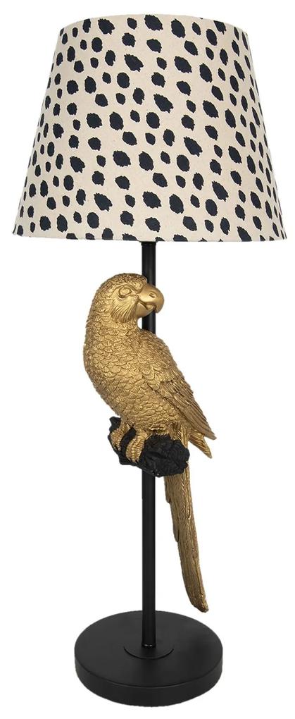 Stolná lampa sa strakatým tienidlom a dekorácií zlatého papagája - Ø 25 * 73 cm / E27
